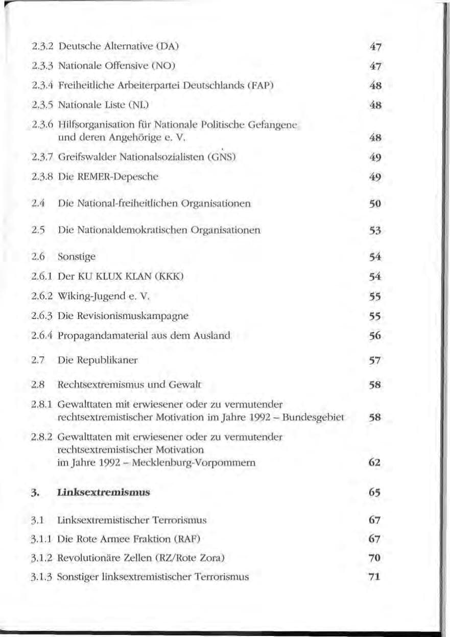 Seite 7 des Verfassungsschutzbericht 1992 Mecklenburg-Vorpommern