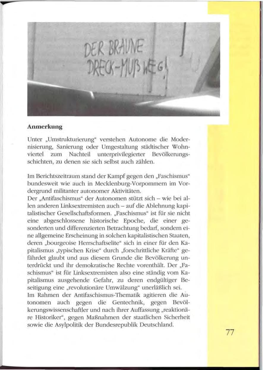 Seite 77 des Verfassungsschutzbericht 1992 Mecklenburg-Vorpommern