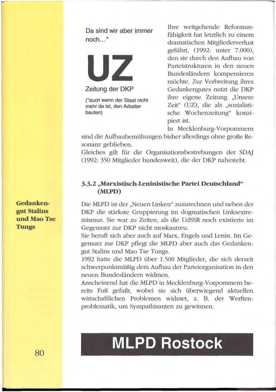 Seite 80 des Verfassungsschutzbericht 1992 Mecklenburg-Vorpommern