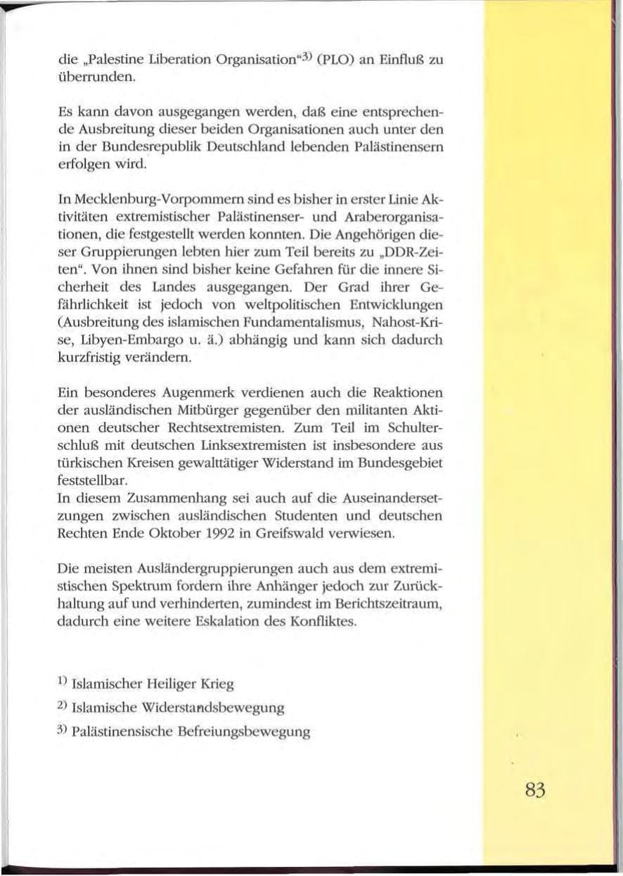 Seite 83 des Verfassungsschutzbericht 1992 Mecklenburg-Vorpommern