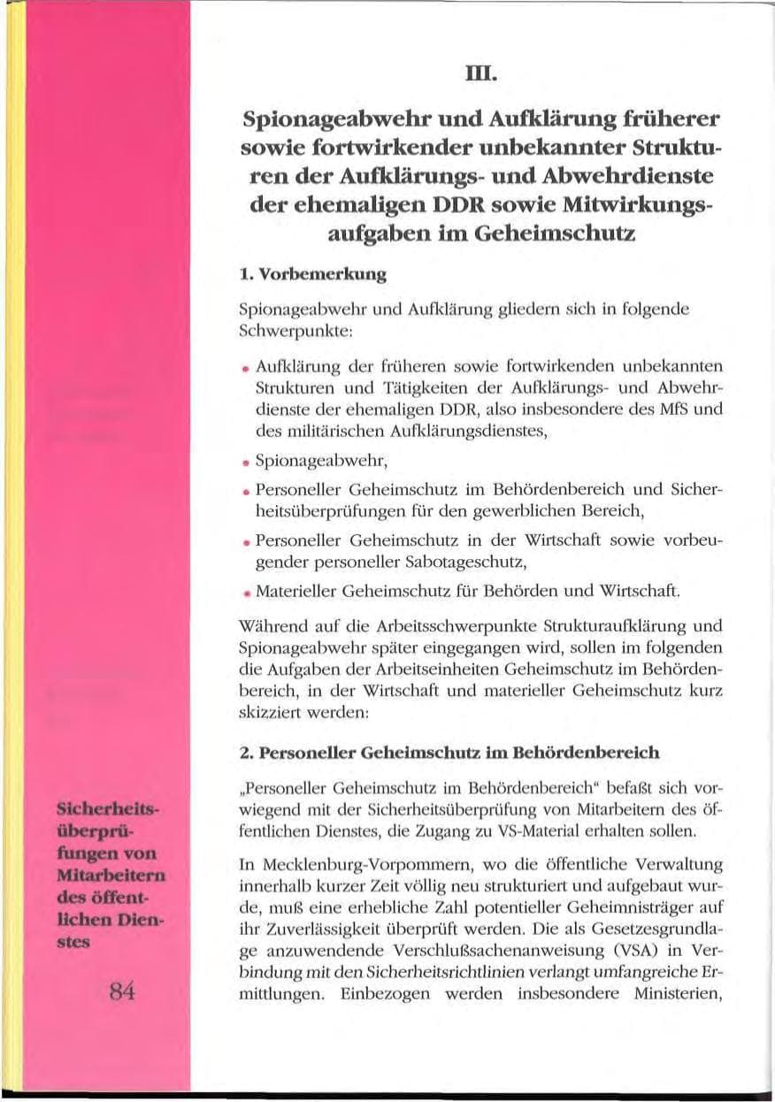 Seite 84 des Verfassungsschutzbericht 1992 Mecklenburg-Vorpommern