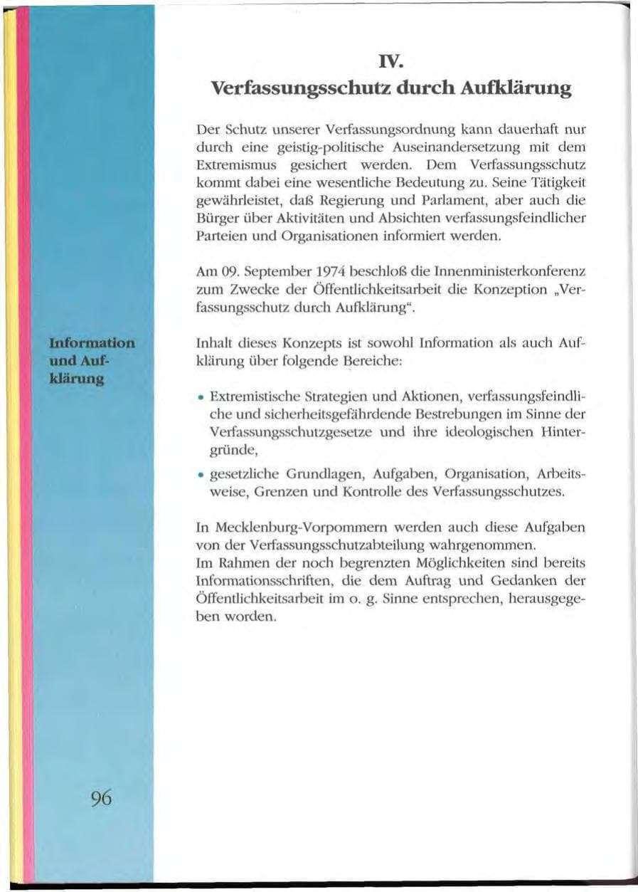 Seite 96 des Verfassungsschutzbericht 1992 Mecklenburg-Vorpommern