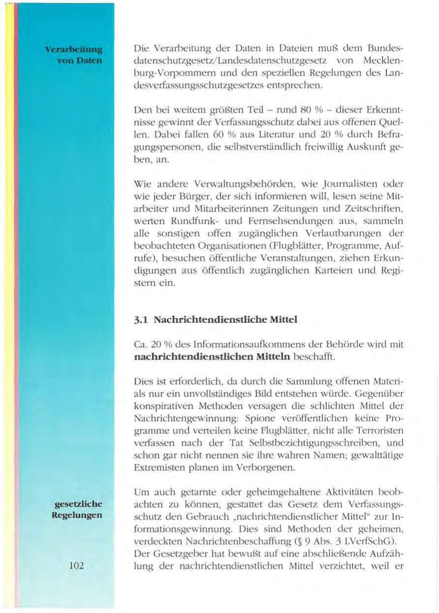 Seite 102 des Verfassungsschutzbericht 1993 Mecklenburg-Vorpommern
