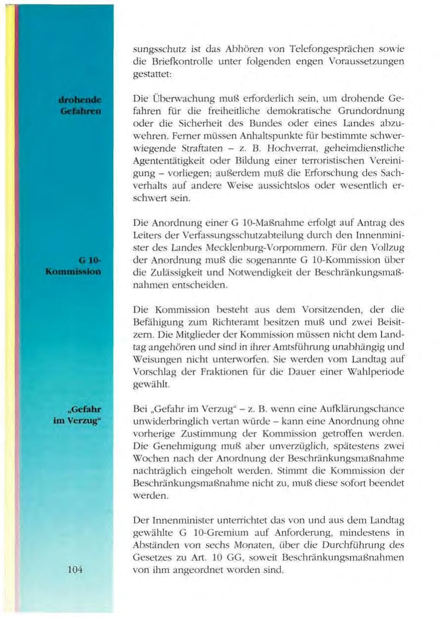 Seite 104 des Verfassungsschutzbericht 1993 Mecklenburg-Vorpommern