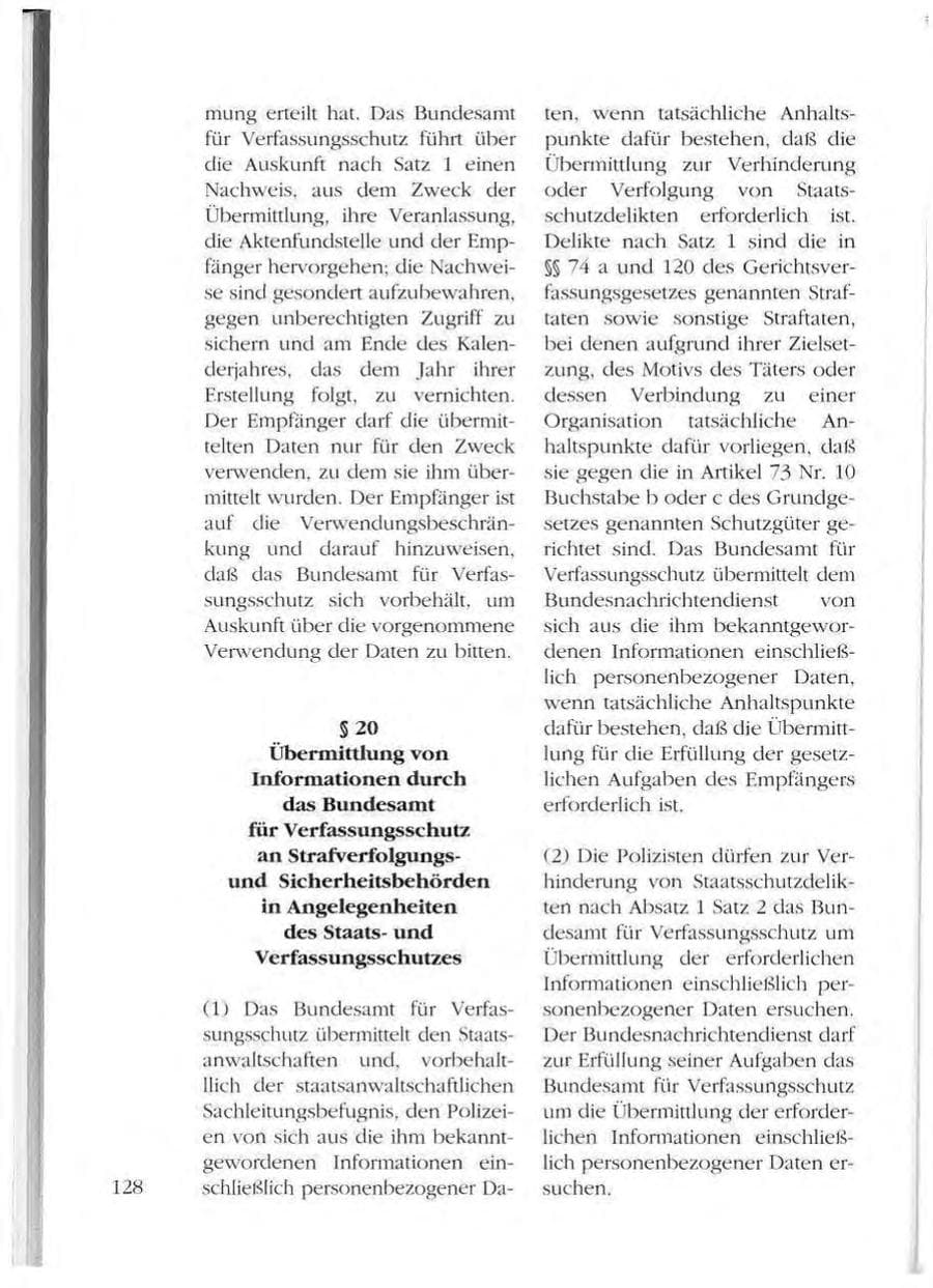 Seite 128 des Verfassungsschutzbericht 1993 Mecklenburg-Vorpommern
