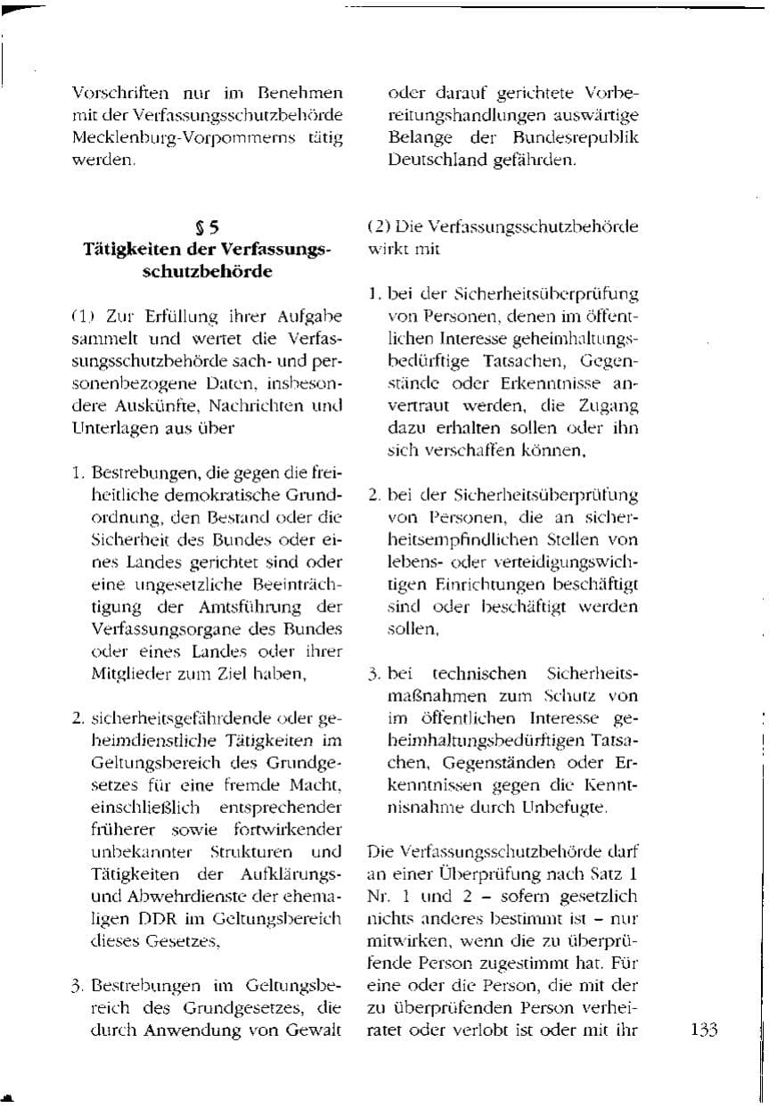 Seite 133 des Verfassungsschutzbericht 1993 Mecklenburg-Vorpommern