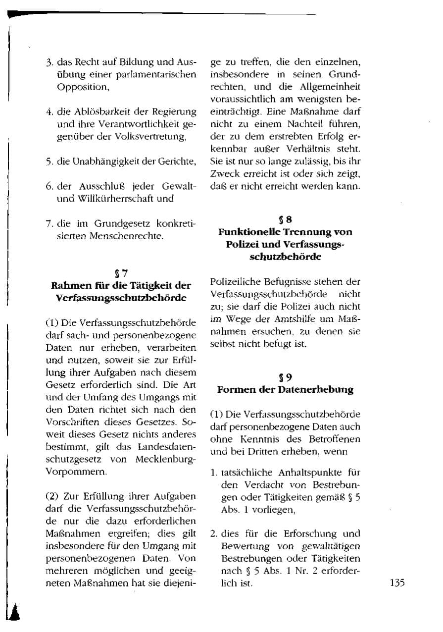 Seite 135 des Verfassungsschutzbericht 1993 Mecklenburg-Vorpommern