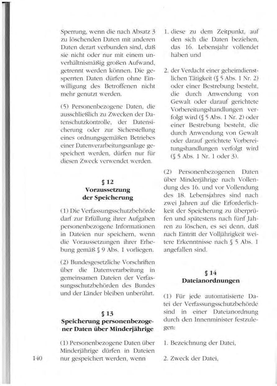 Seite 140 des Verfassungsschutzbericht 1993 Mecklenburg-Vorpommern