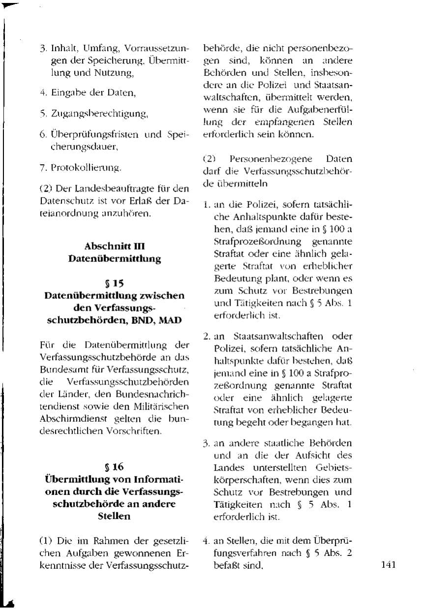 Seite 141 des Verfassungsschutzbericht 1993 Mecklenburg-Vorpommern