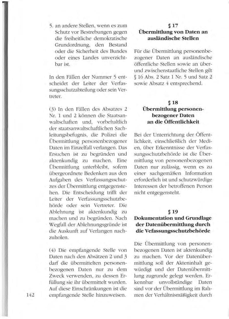 Seite 142 des Verfassungsschutzbericht 1993 Mecklenburg-Vorpommern