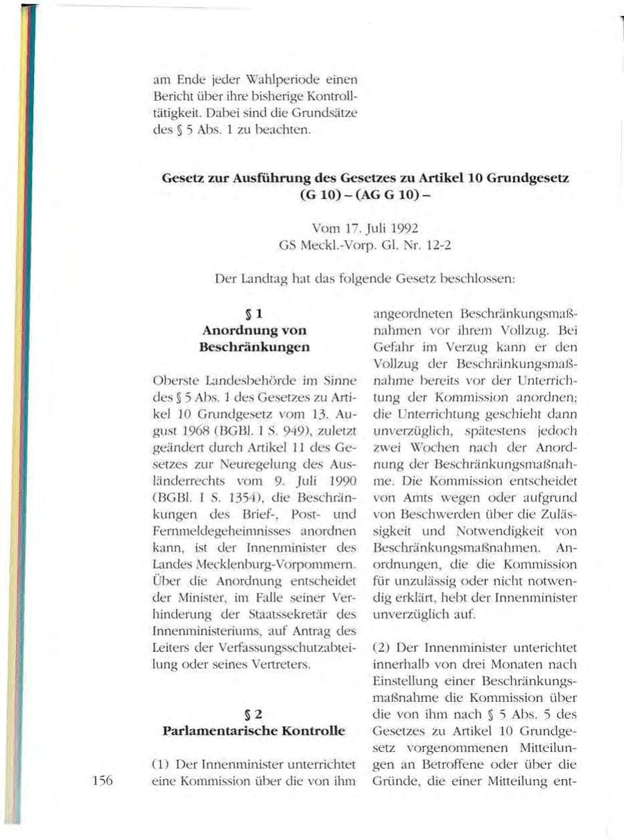 Seite 156 des Verfassungsschutzbericht 1993 Mecklenburg-Vorpommern
