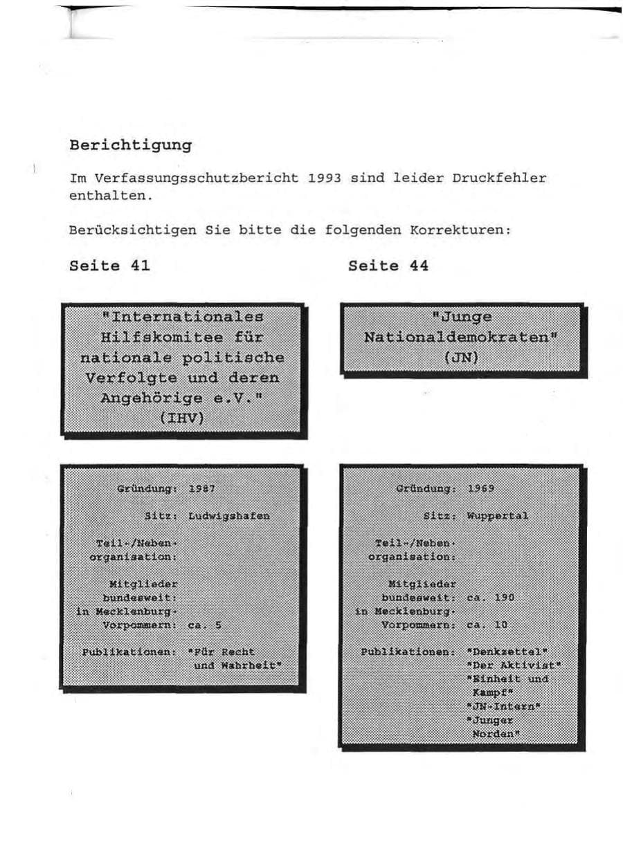 Seite 158 des Verfassungsschutzbericht 1993 Mecklenburg-Vorpommern