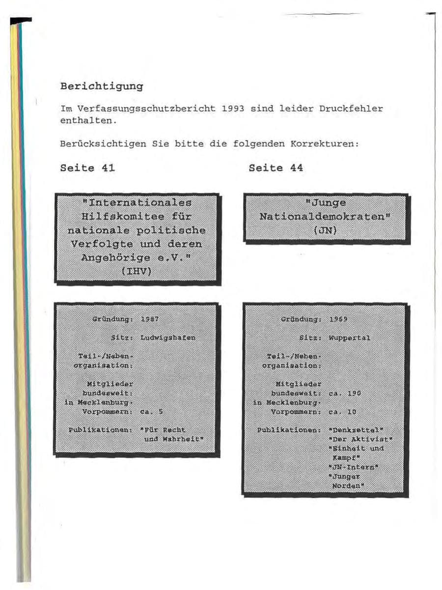 Seite 160 des Verfassungsschutzbericht 1993 Mecklenburg-Vorpommern