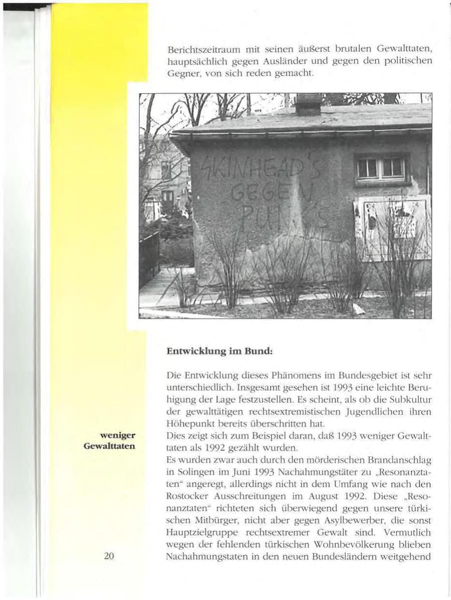 Seite 20 des Verfassungsschutzbericht 1993 Mecklenburg-Vorpommern