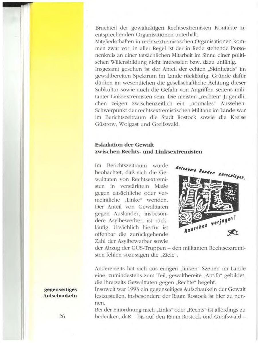 Seite 26 des Verfassungsschutzbericht 1993 Mecklenburg-Vorpommern