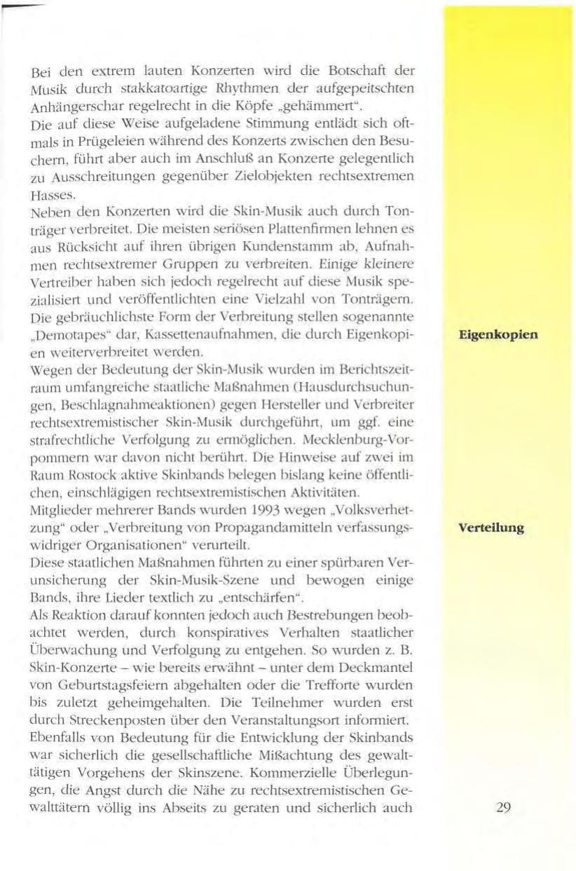 Seite 29 des Verfassungsschutzbericht 1993 Mecklenburg-Vorpommern