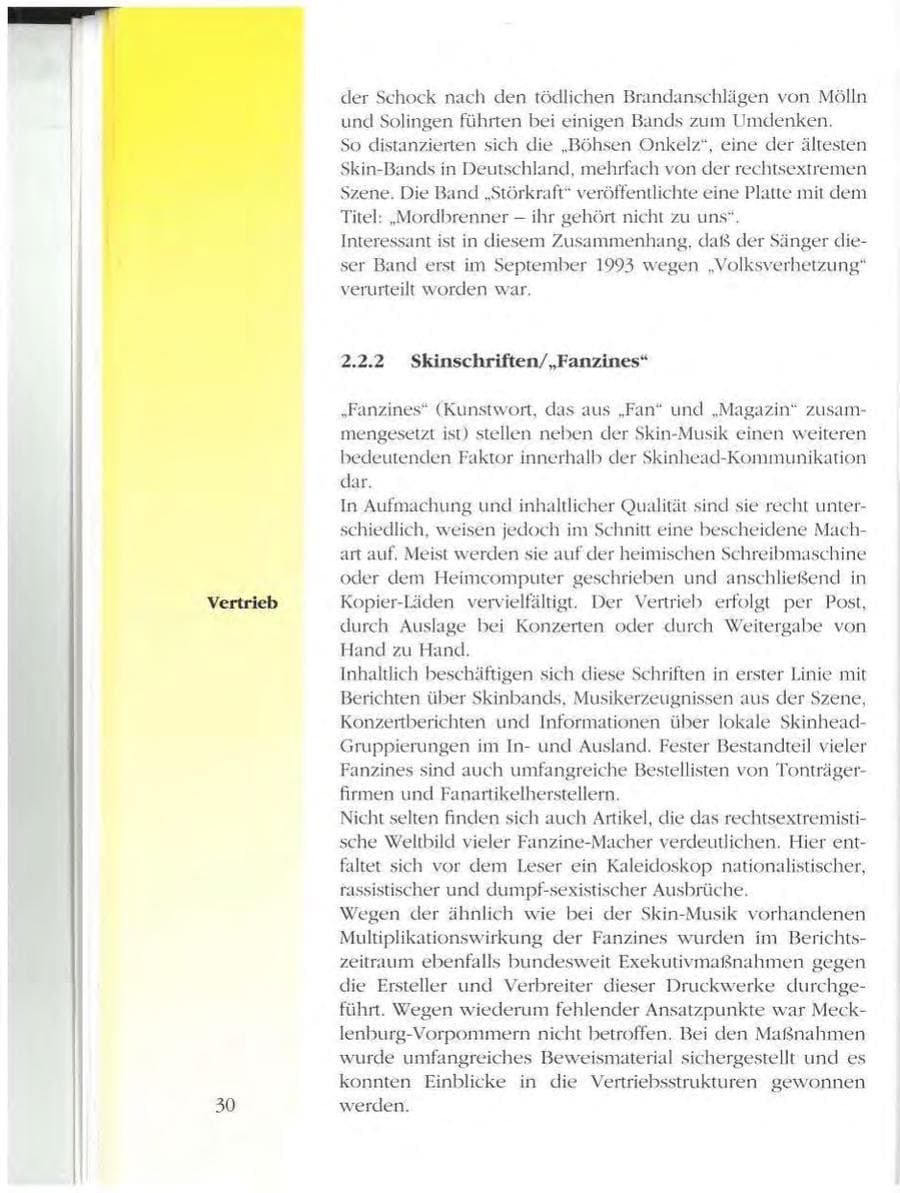 Seite 30 des Verfassungsschutzbericht 1993 Mecklenburg-Vorpommern