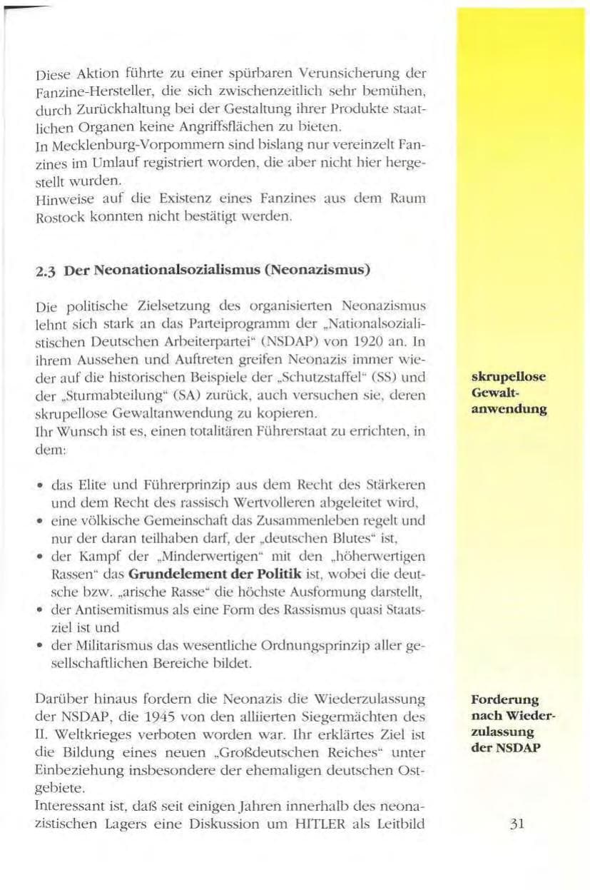 Seite 31 des Verfassungsschutzbericht 1993 Mecklenburg-Vorpommern