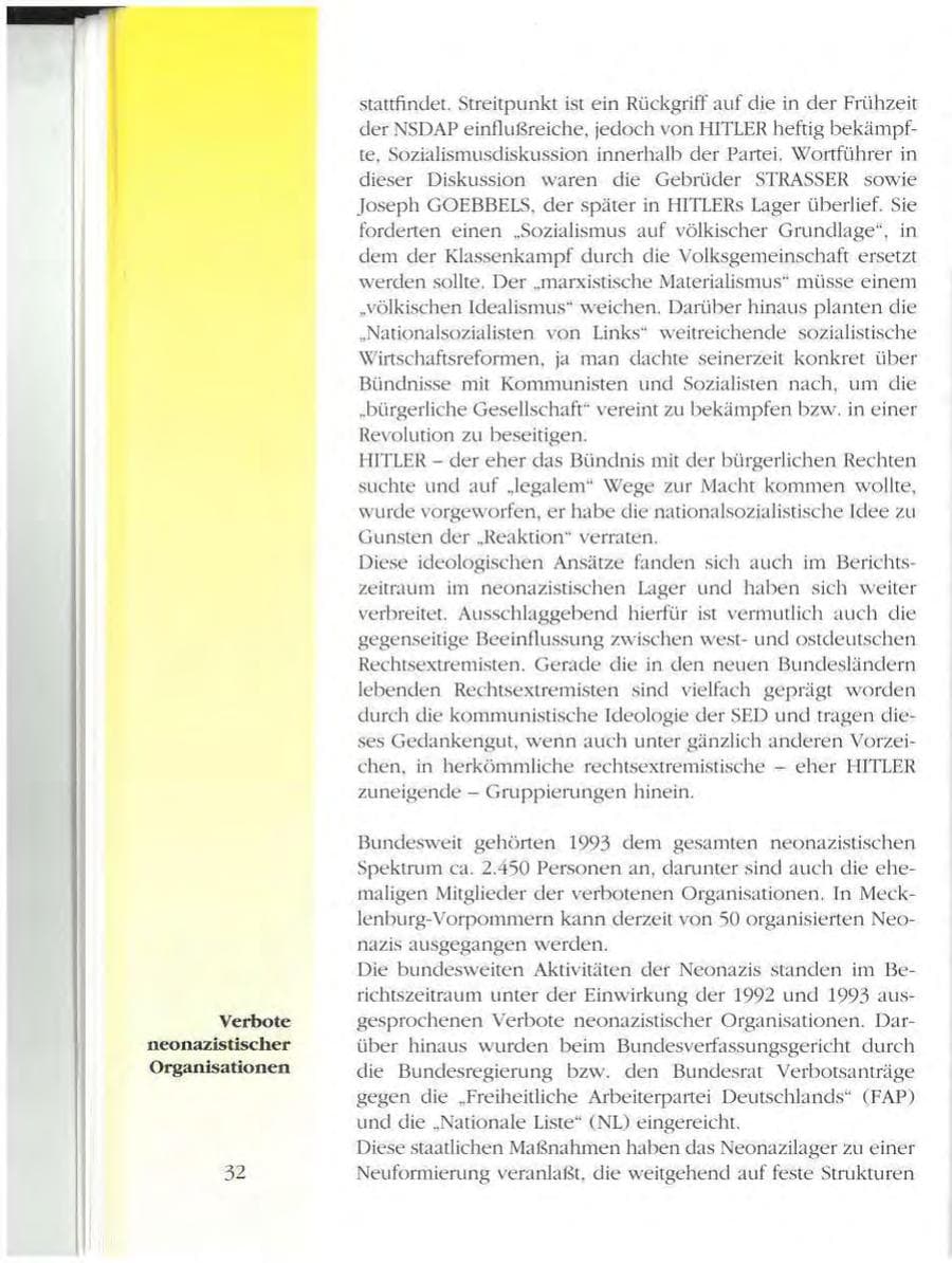 Seite 32 des Verfassungsschutzbericht 1993 Mecklenburg-Vorpommern