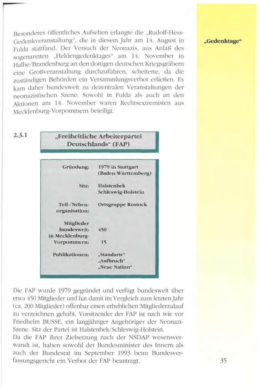 Seite 35 des Verfassungsschutzbericht 1993 Mecklenburg-Vorpommern