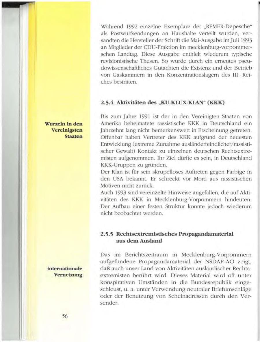 Seite 56 des Verfassungsschutzbericht 1993 Mecklenburg-Vorpommern