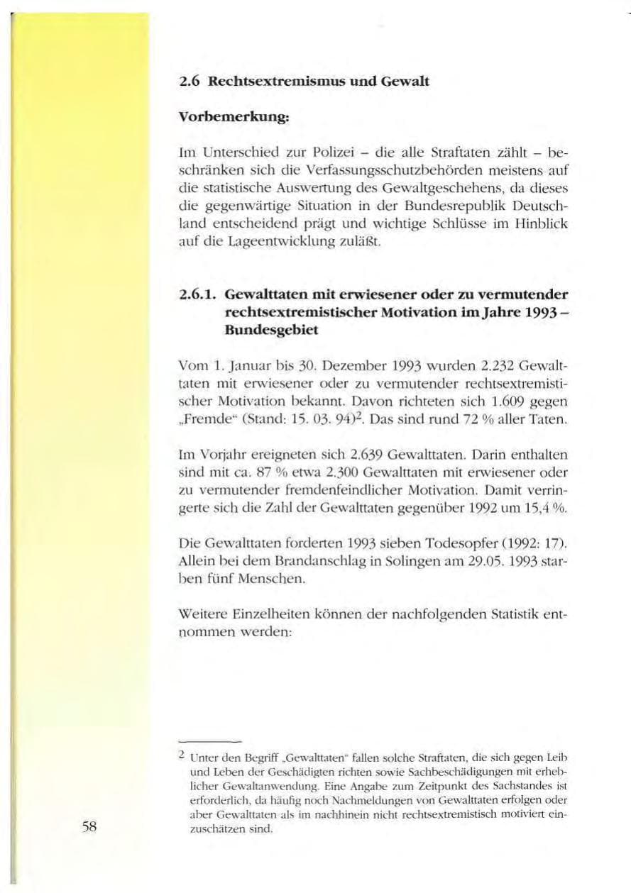 Seite 58 des Verfassungsschutzbericht 1993 Mecklenburg-Vorpommern