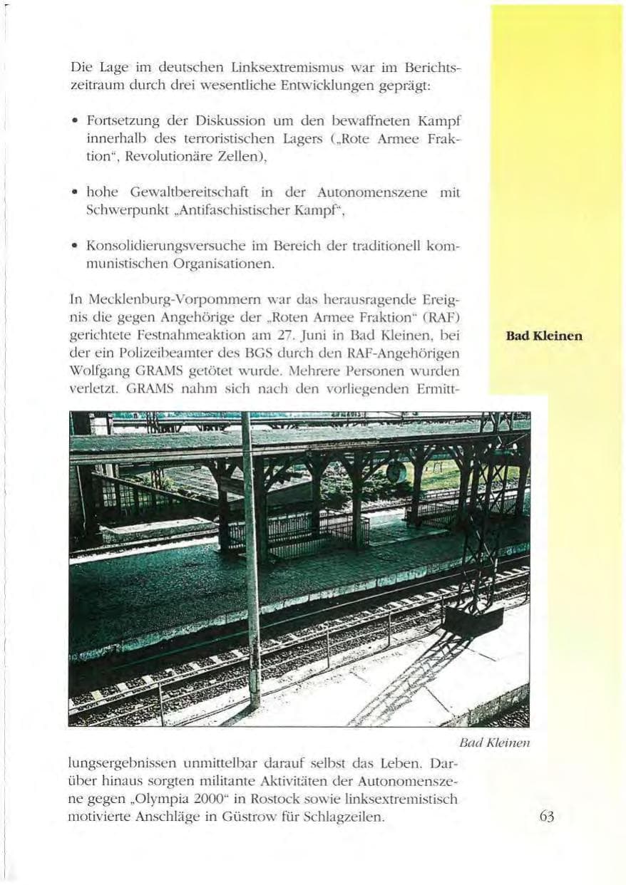 Seite 63 des Verfassungsschutzbericht 1993 Mecklenburg-Vorpommern
