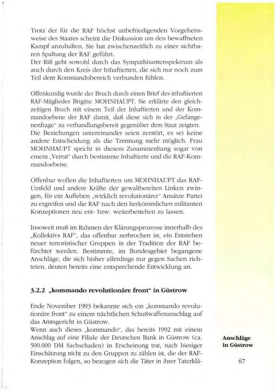 Seite 67 des Verfassungsschutzbericht 1993 Mecklenburg-Vorpommern