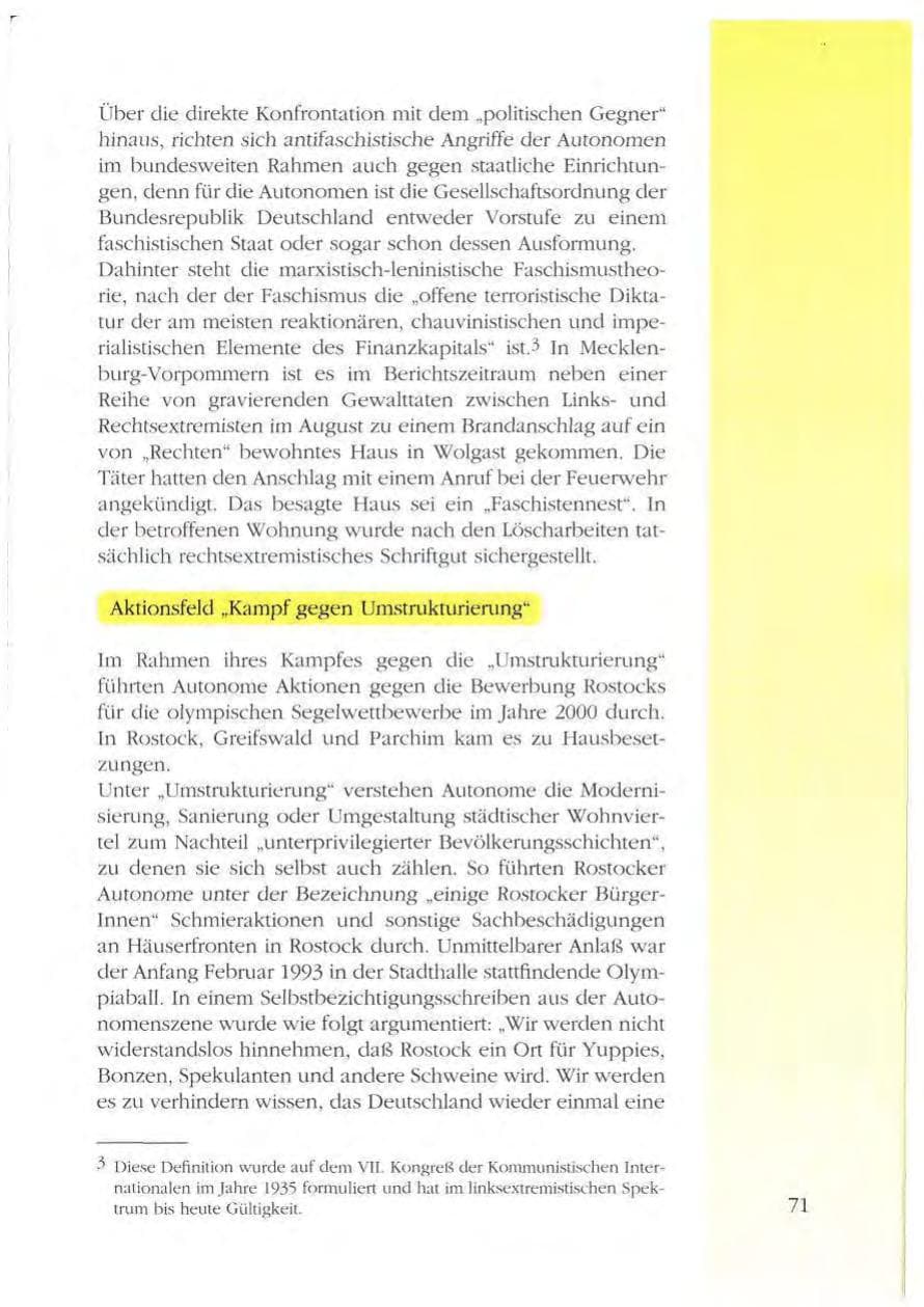 Seite 71 des Verfassungsschutzbericht 1993 Mecklenburg-Vorpommern