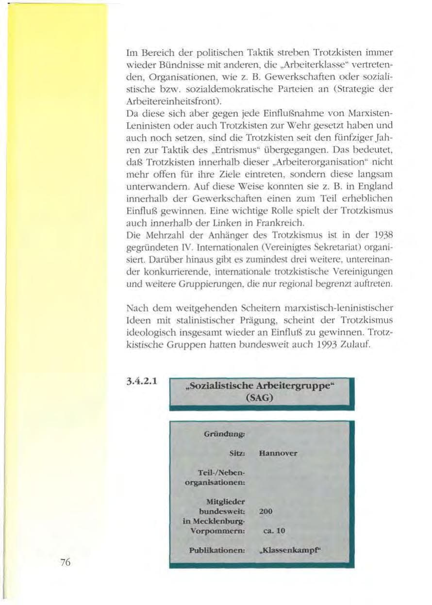 Seite 76 des Verfassungsschutzbericht 1993 Mecklenburg-Vorpommern