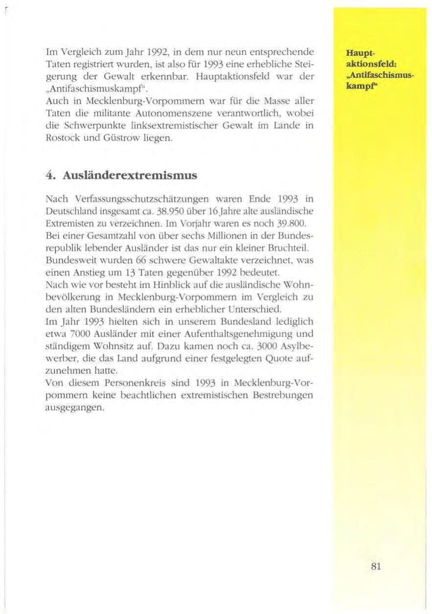 Seite 81 des Verfassungsschutzbericht 1993 Mecklenburg-Vorpommern
