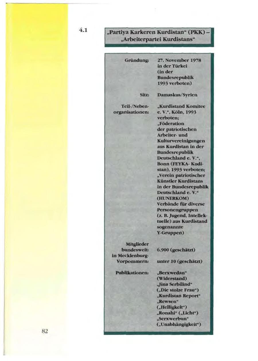 Seite 82 des Verfassungsschutzbericht 1993 Mecklenburg-Vorpommern