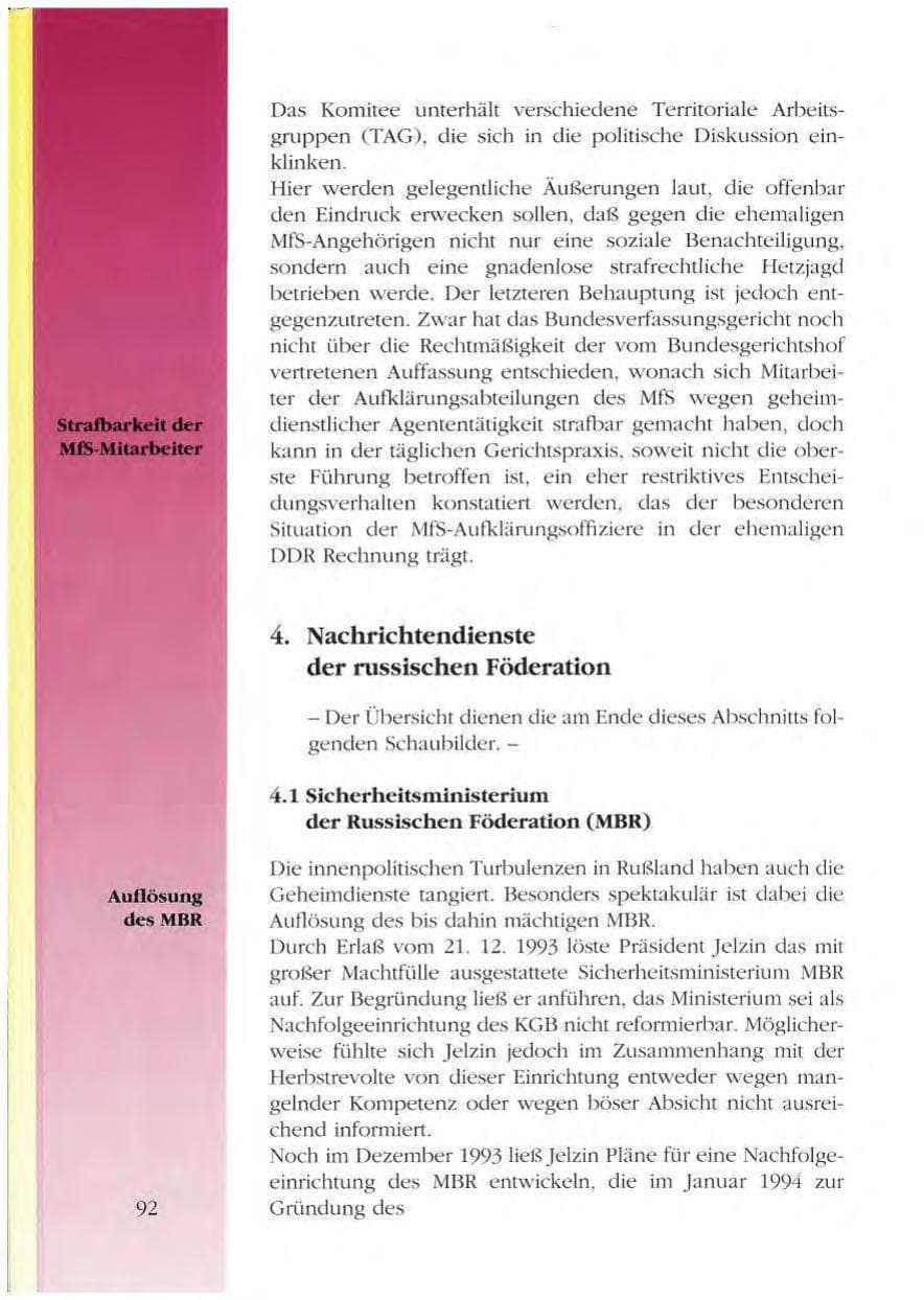 Seite 92 des Verfassungsschutzbericht 1993 Mecklenburg-Vorpommern