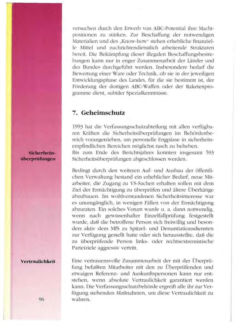 Seite 96 des Verfassungsschutzbericht 1993 Mecklenburg-Vorpommern