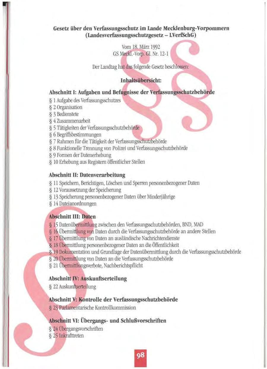 Seite 101 des Verfassungsschutzbericht 1994 Mecklenburg-Vorpommern