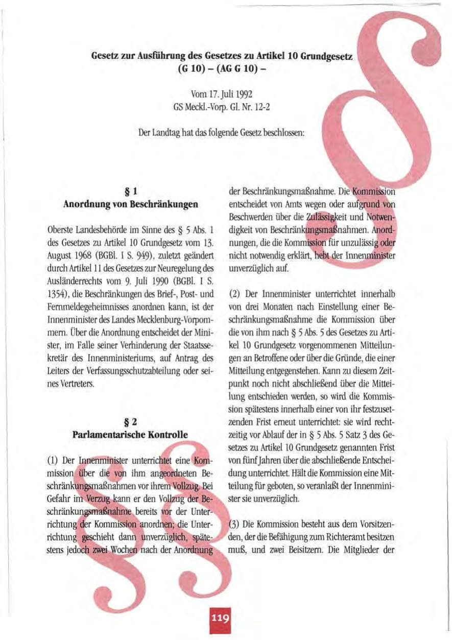 Seite 122 des Verfassungsschutzbericht 1994 Mecklenburg-Vorpommern