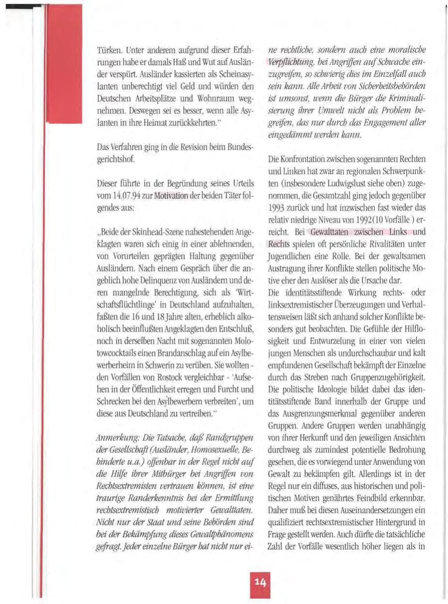 Seite 17 des Verfassungsschutzbericht 1994 Mecklenburg-Vorpommern