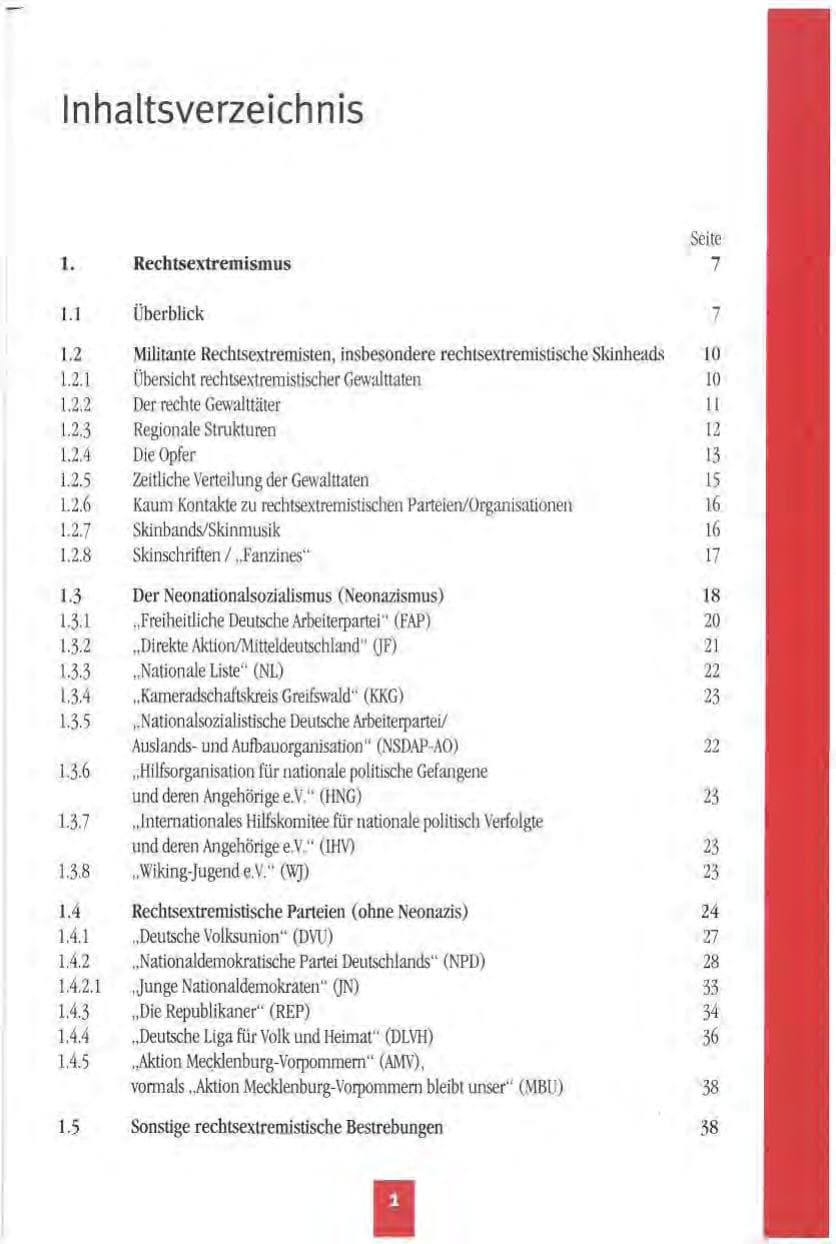 Seite 4 des Verfassungsschutzbericht 1994 Mecklenburg-Vorpommern