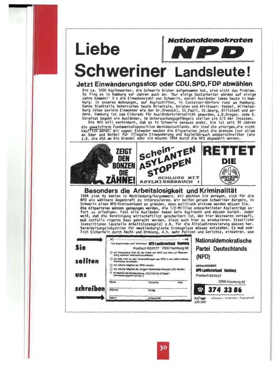 Seite 33 des Verfassungsschutzbericht 1994 Mecklenburg-Vorpommern
