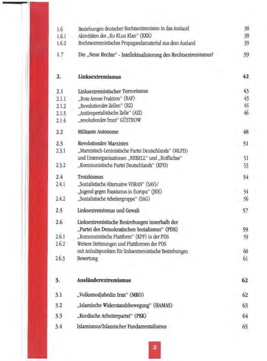 Seite 5 des Verfassungsschutzbericht 1994 Mecklenburg-Vorpommern