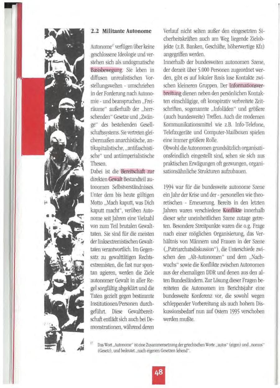 Seite 51 des Verfassungsschutzbericht 1994 Mecklenburg-Vorpommern