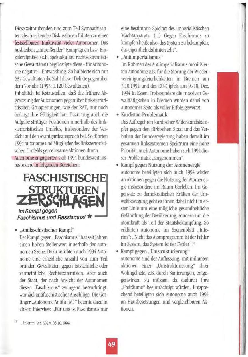 Seite 52 des Verfassungsschutzbericht 1994 Mecklenburg-Vorpommern