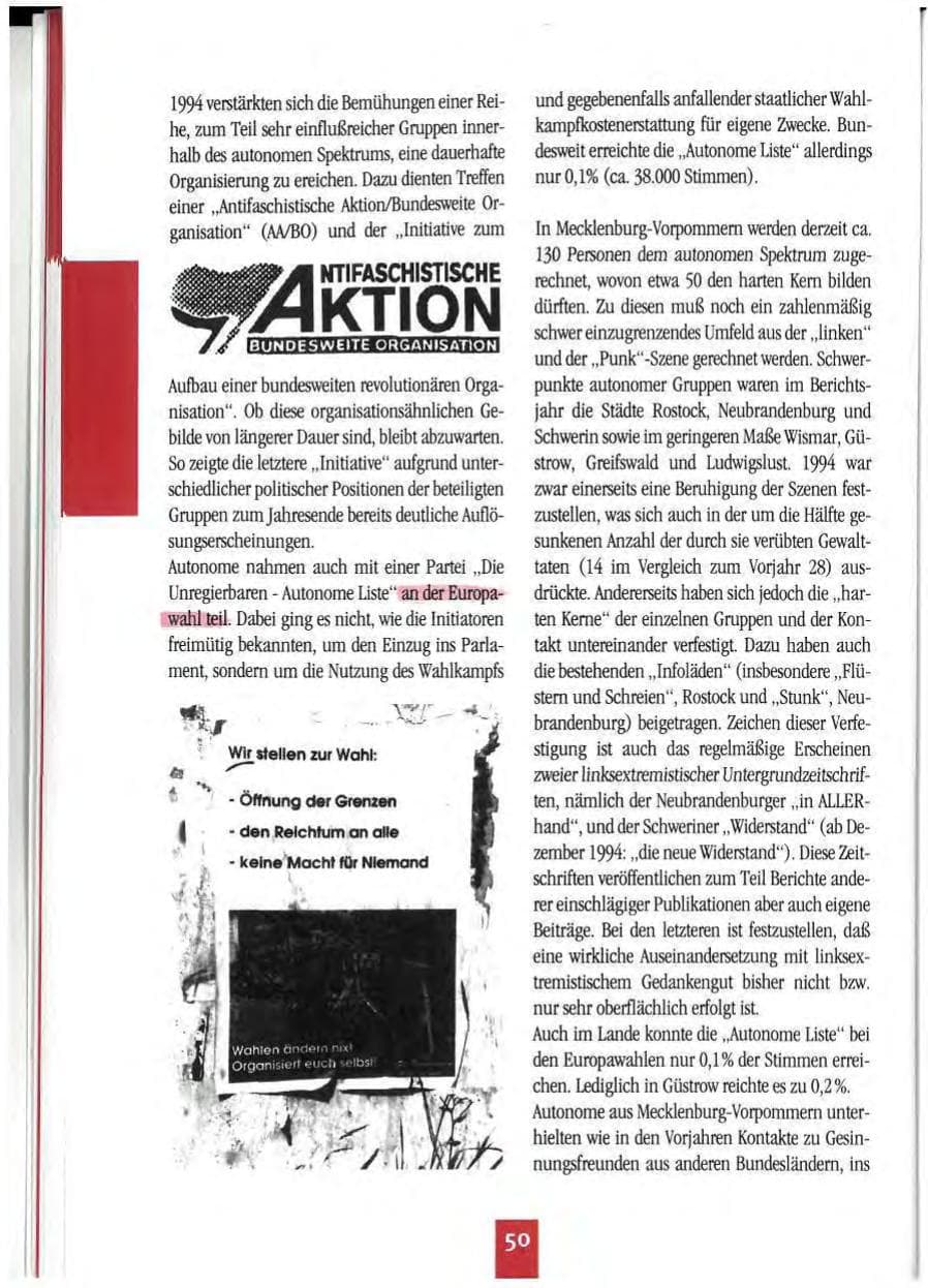 Seite 53 des Verfassungsschutzbericht 1994 Mecklenburg-Vorpommern