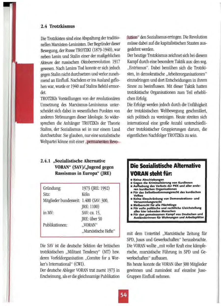 Seite 57 des Verfassungsschutzbericht 1994 Mecklenburg-Vorpommern