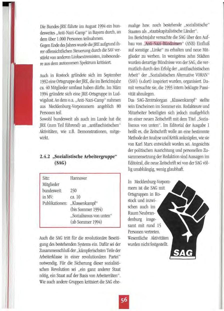 Seite 59 des Verfassungsschutzbericht 1994 Mecklenburg-Vorpommern