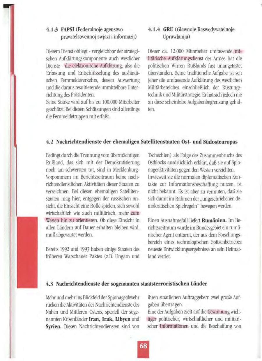 Seite 71 des Verfassungsschutzbericht 1994 Mecklenburg-Vorpommern