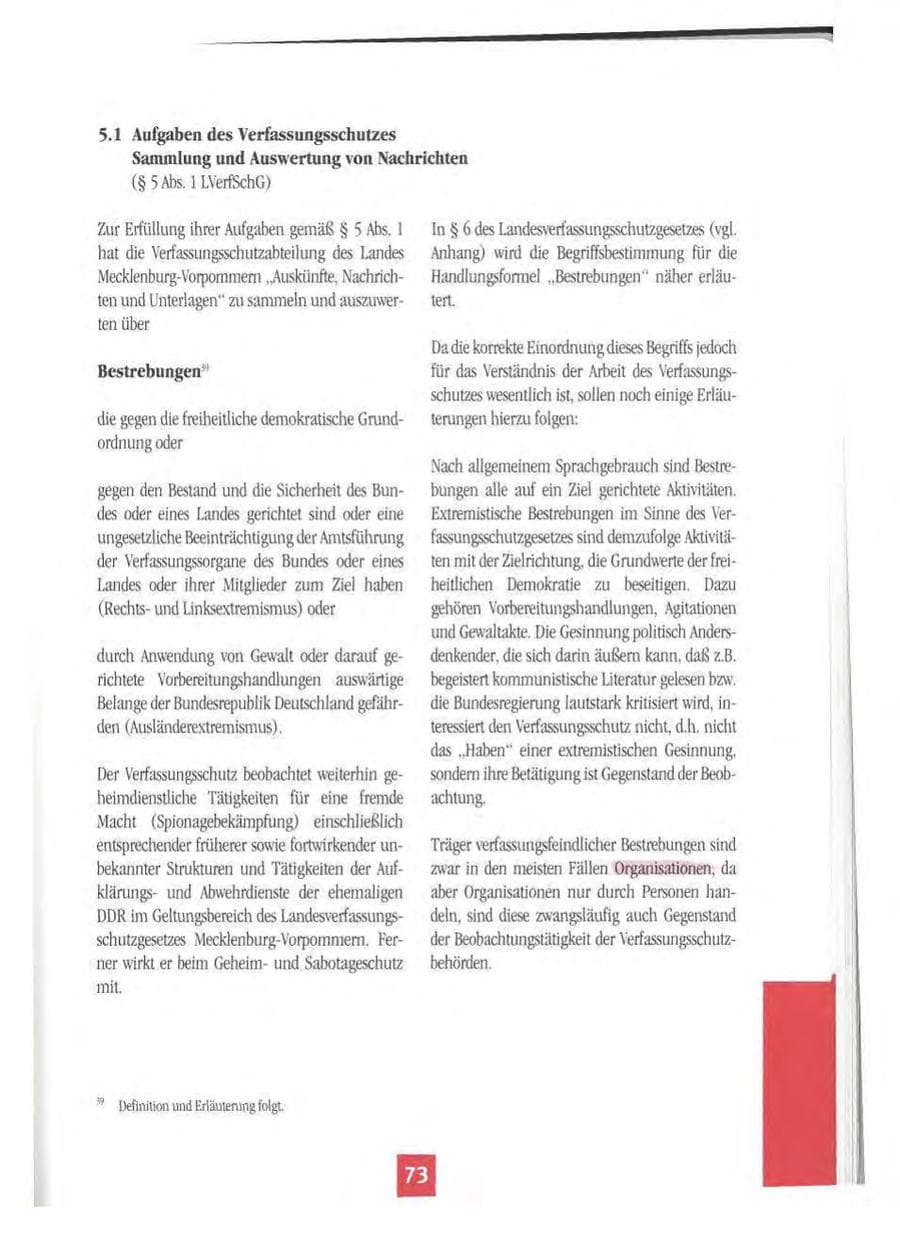 Seite 76 des Verfassungsschutzbericht 1994 Mecklenburg-Vorpommern