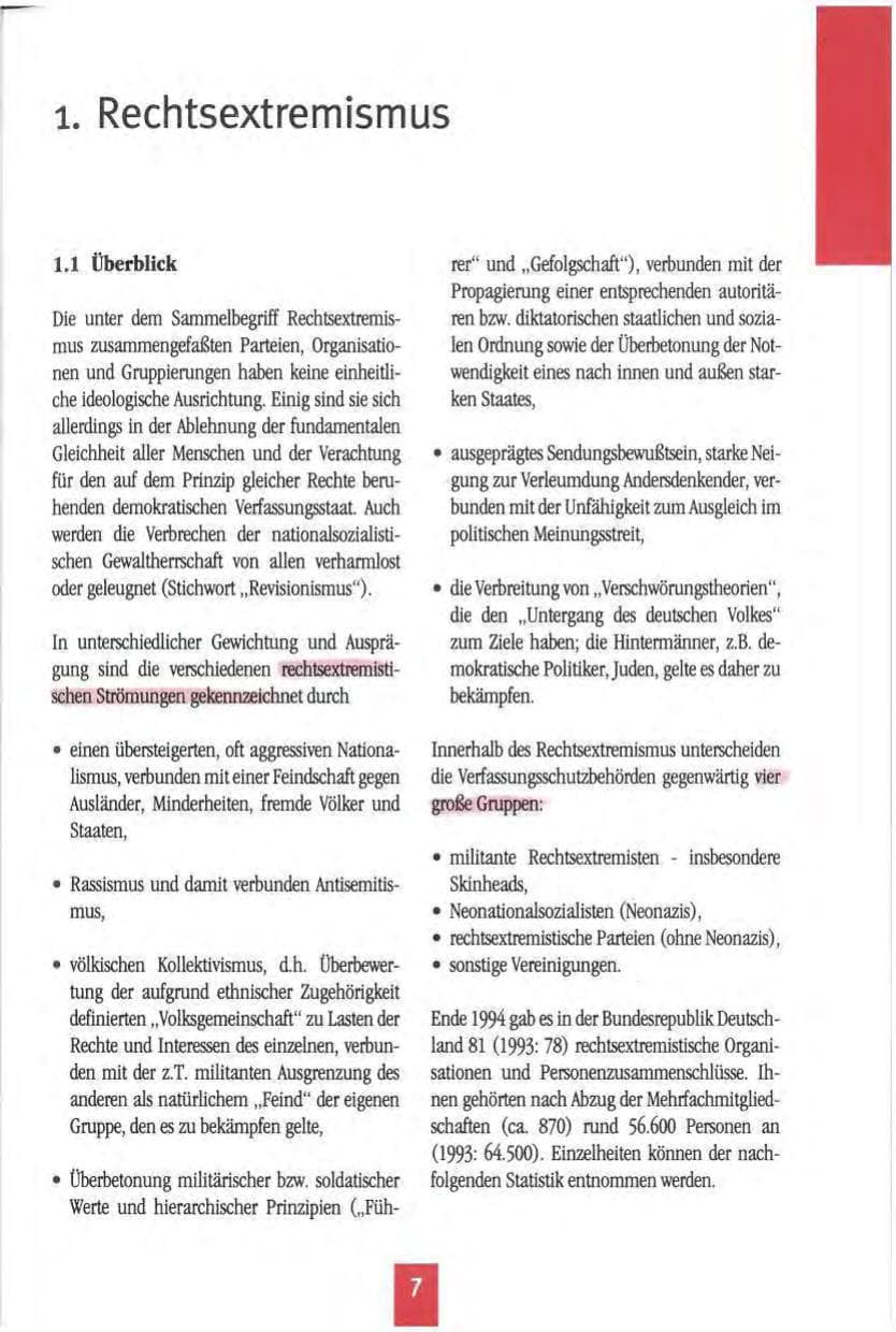 Seite 10 des Verfassungsschutzbericht 1994 Mecklenburg-Vorpommern