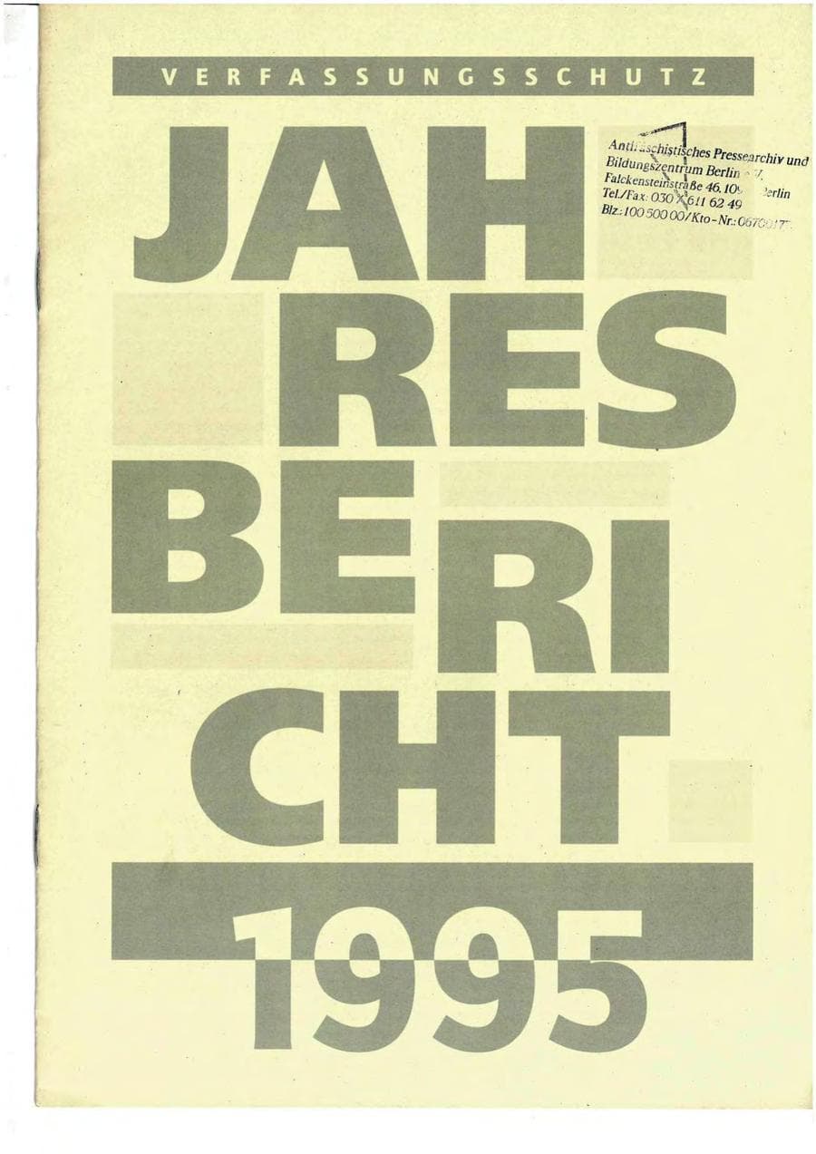 Seite 1 des Verfassungsschutzbericht 1995 Mecklenburg-Vorpommern
