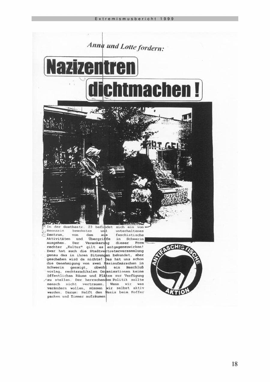 Seite 19 des Verfassungsschutzbericht 1999 Mecklenburg-Vorpommern